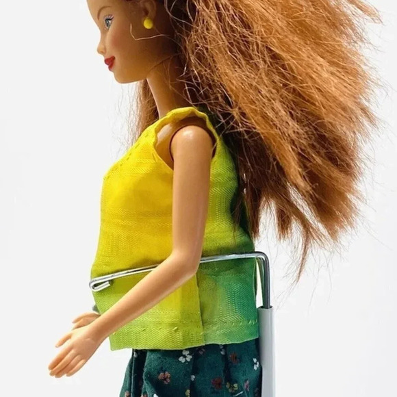 MATTEL BARBIE Doll Blonde Red Hair Blue Eyes Green Top & Skirt Outfit 12" Tall - Picture 3 of 12